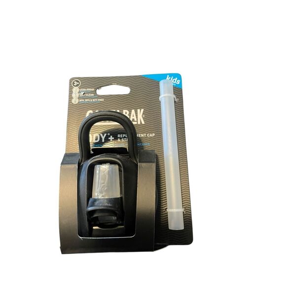 New CamelBak Kid's Black Eddy and Chute Mag Bottles + Replacement Cap & Straw - Picture 1 of 6
